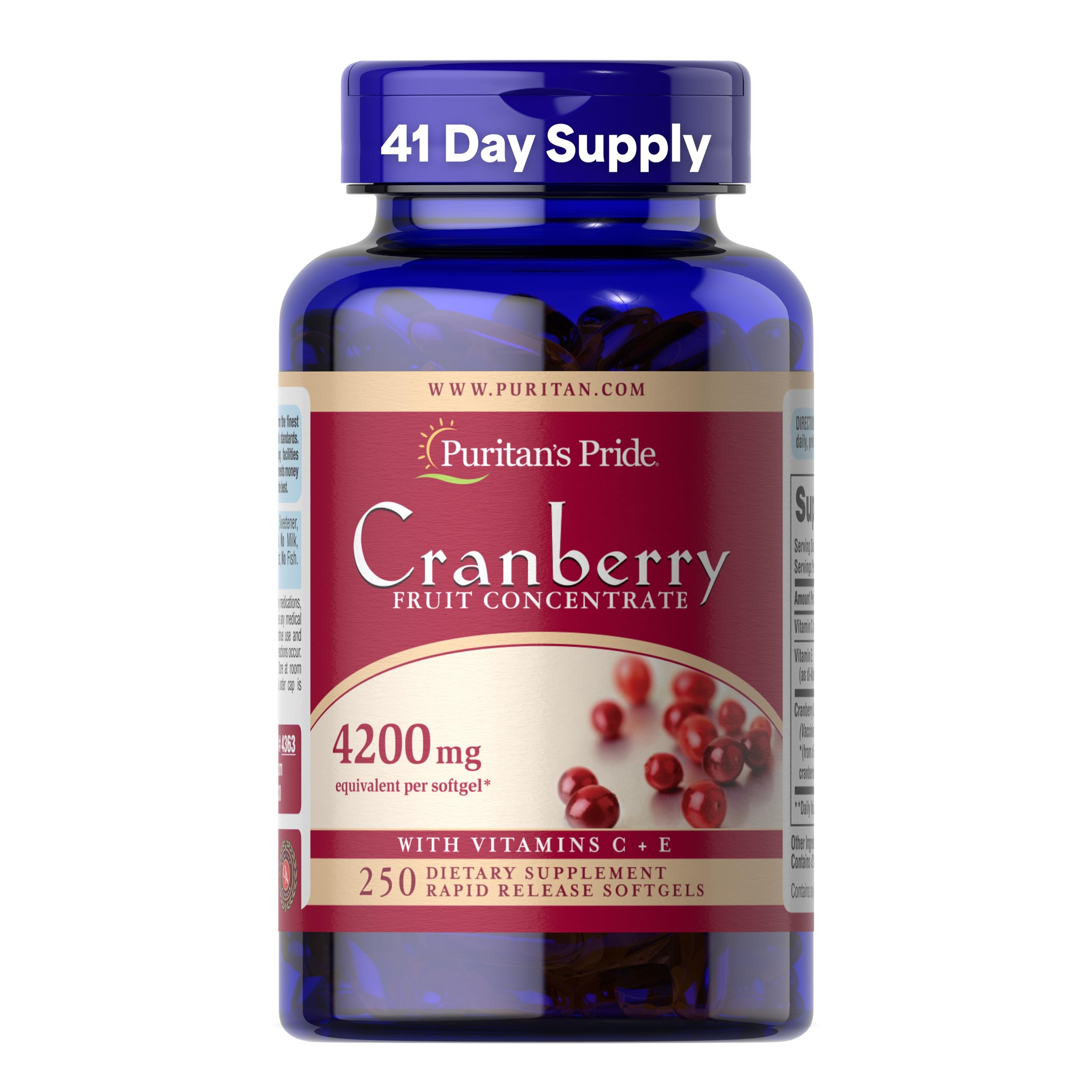 Puritan's PrideCranberry Fruit Concentrate with C & E 4200 Mg, 250 Count