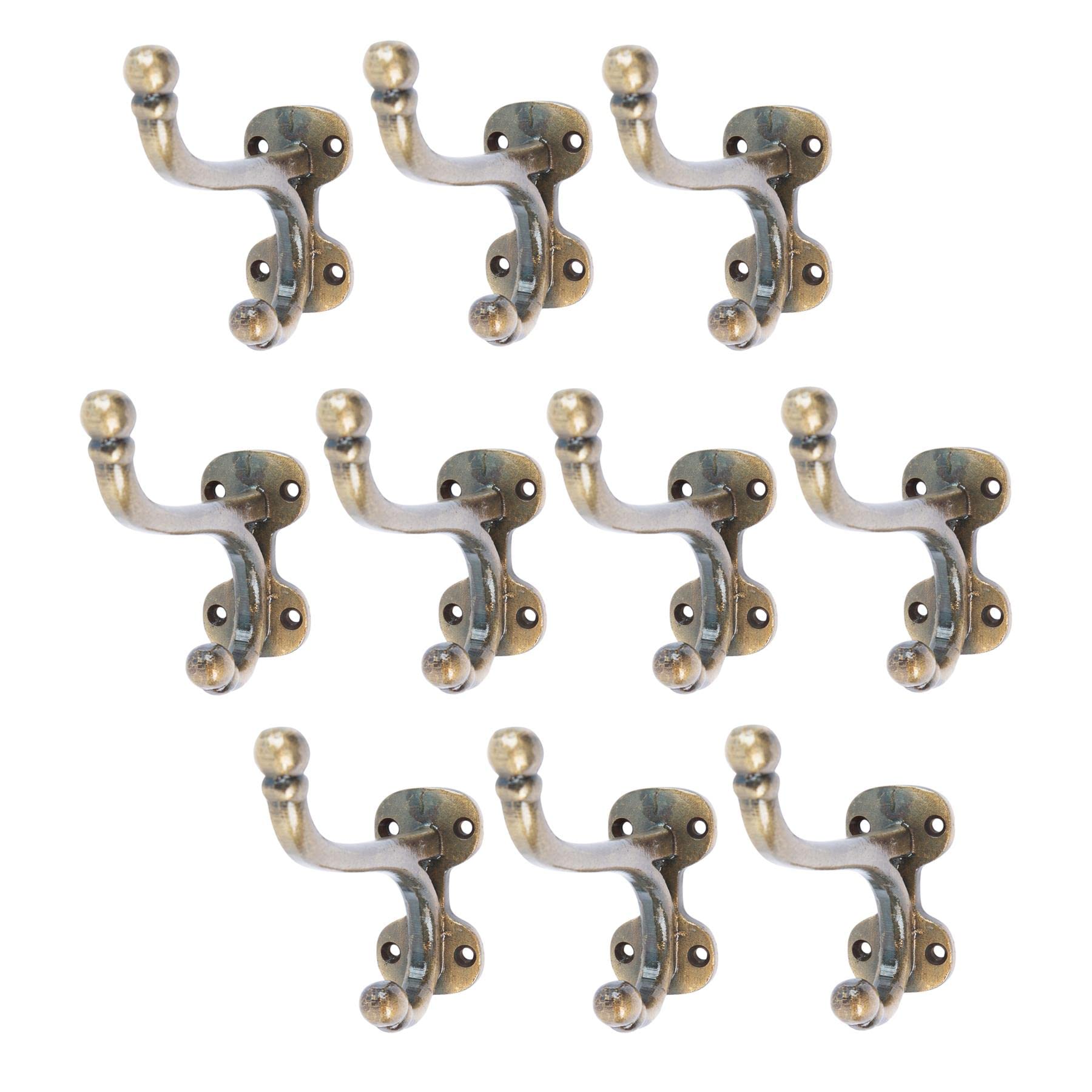 Hammer And Tongs Brass - Flat Top Ball End Hat & Coat Hook - W35mm X H85mm - Pack Of 10