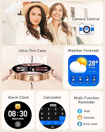 Miniatura 7 de Reloj inteligente para mujer, contestarhacer llamadas, pantalla táctil de 1.27 pulgadas, más de 120 modos deportivos, rastreador de fitness,