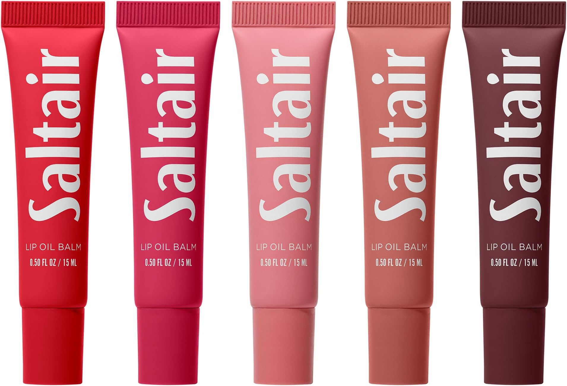 Hydrating Lip Oil Balm, Clear and Tinted Lip Gloss, Everyday Shades 5-Pack. Moisturizing Vegan Conditioning for Dry Cracked Lips with Glossy High-Shine Finish. Coconut Vanilla Flavor