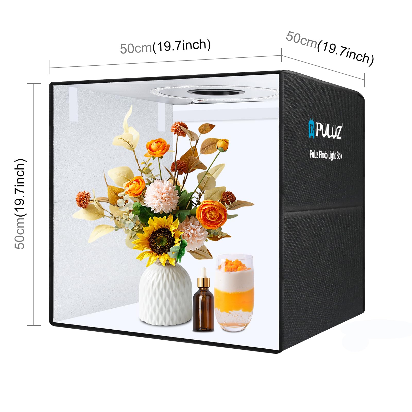 PULUZ Tenda luminosa per studio fotografico, 50 x 50 x 50 cm, 50 cm, con 6 sfondi, pieghevole, portatile, per fotografia di prodotti, e-commerce, progetti creativi