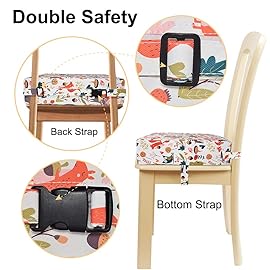 Sunmall Toddler Booster Seat for Dining Table,Chair Increasing Cushion for Baby Kids,Portable Dismountable Adjustable Highchair Booster(White Animal)