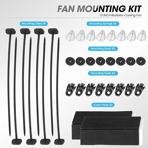 Vista 26 de DNA Motoring Ventilador de radiador delgado de enfriamiento eléctrico de alto rendimiento de 7 pulgadas con kit de montaje, azul, RAF-7-BL+FMK