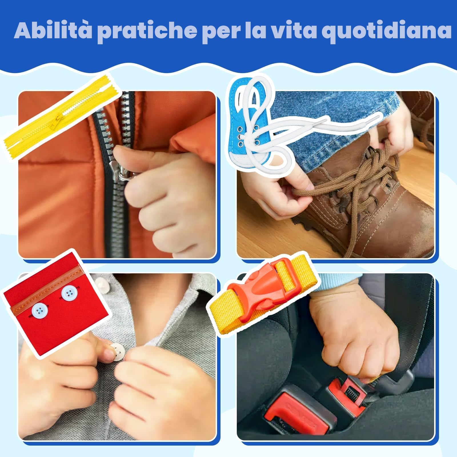 Busy Board Giochi Montessori 2 3 4 5 Anni, Pannello Sensoriale Bambini Montessori Giochi Educativi, Gioco da Viaggio Regali per Bambini