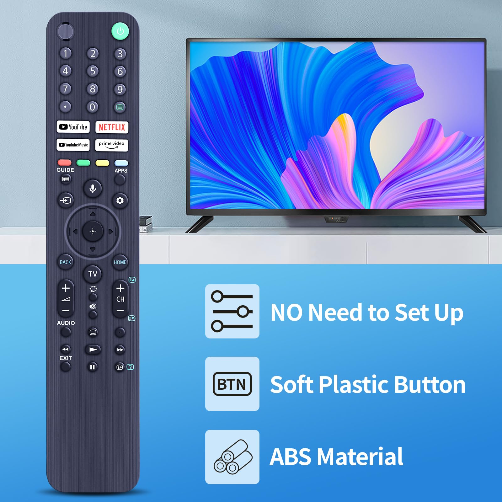 RMF-TX520P Replacement Remote Control Apply to Sony Smart LED TV KD-43X80J KD50X85J KD75X80J(No Voice), RMF-TX520P(No Voice) - Image 3