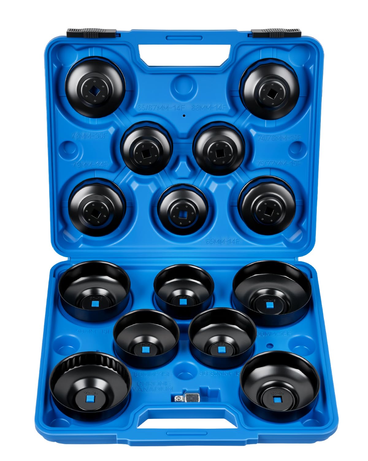 DAYUAN Lot de 15 clés universelles pour filtre à huile 65-100 mm 3/8 et 1/2 adaptateurs pour tous les types de filtres à huile professionnels