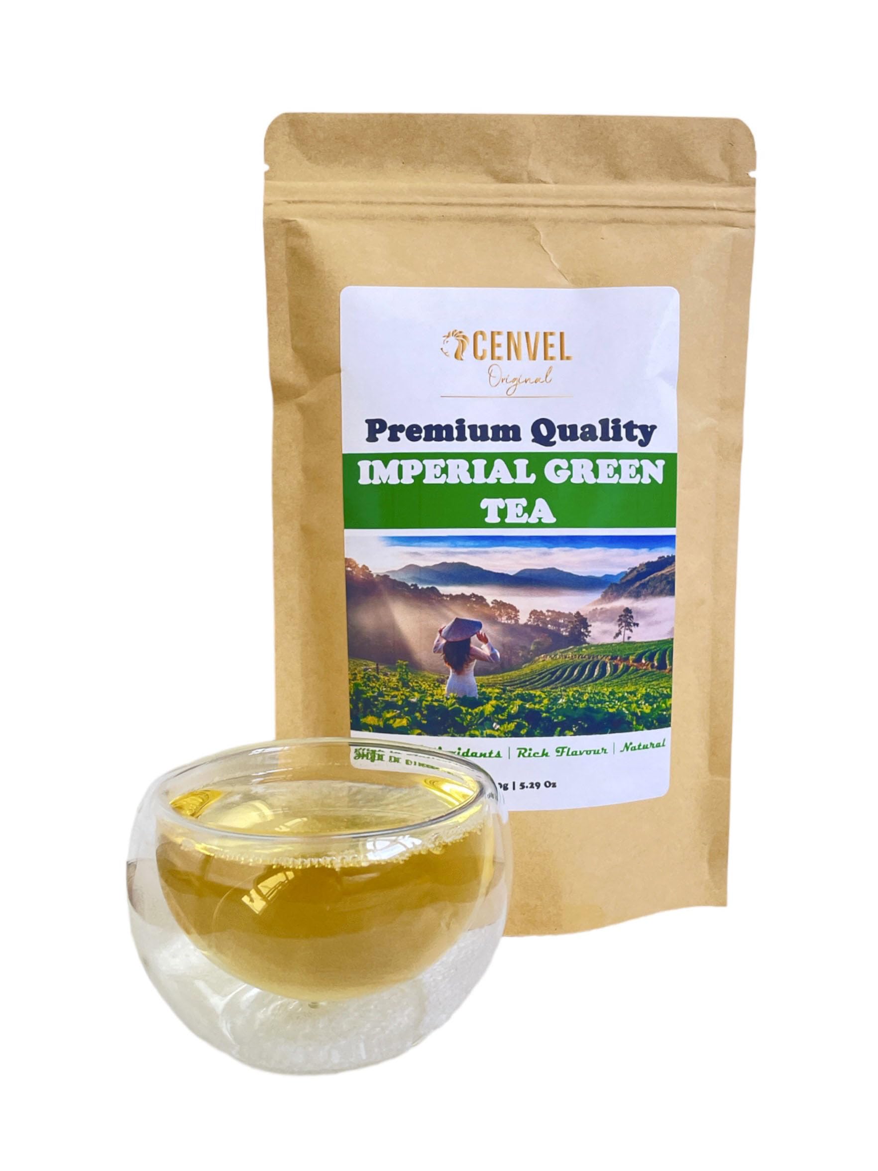 – CENVEL® Imperial Green Tea | Pure & Natural Loose Leaf Green Tea | Exclusive Large Leaves Green Tea | Rich in Antioxidants | Eco-Friendly Packaging | (150g)