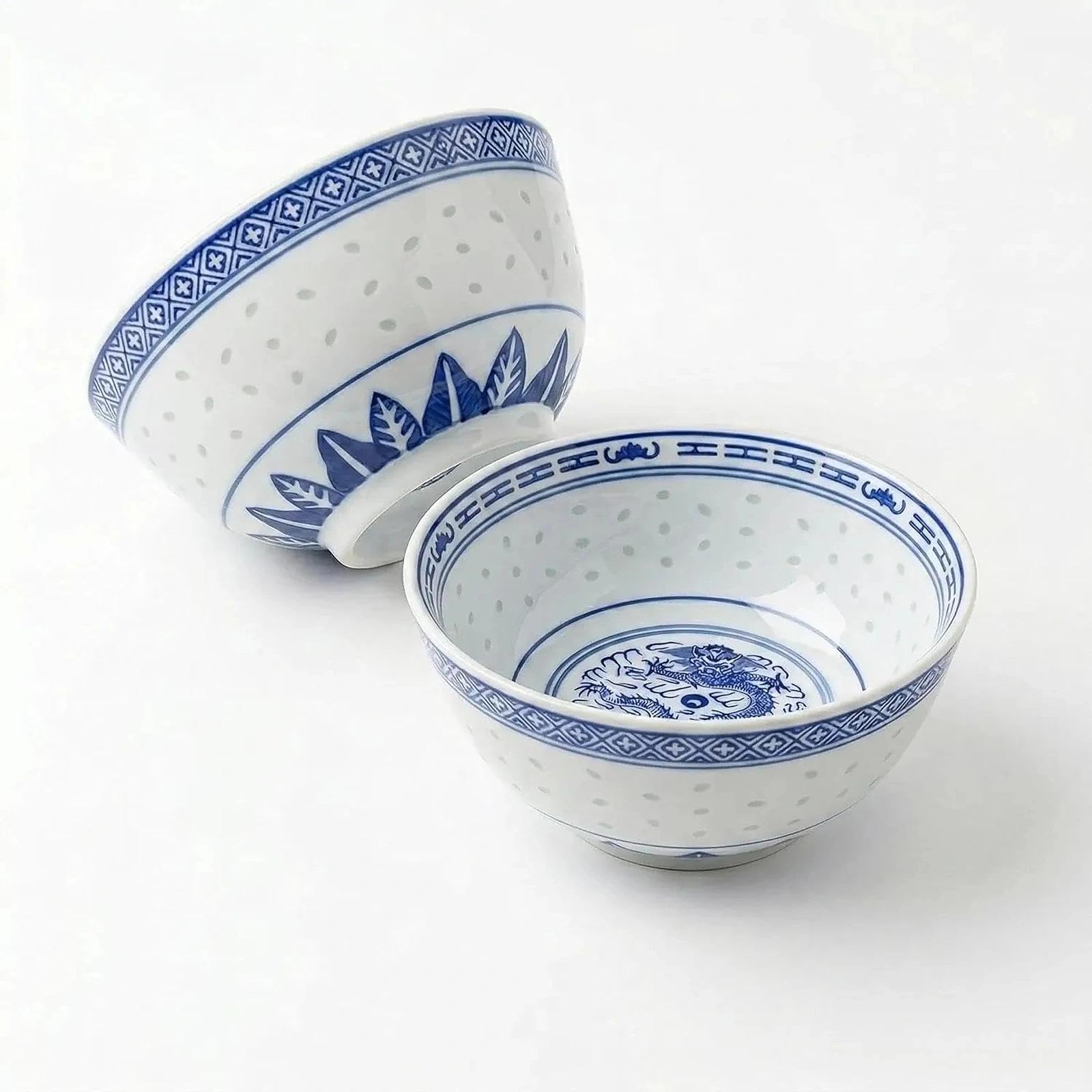 Keramik Ramen Schüssel 2er Set Porzellan Suppe Servierschalen Chinesisches Drachen Design Mikrowellen- und Spülmaschinenfest Nudelschalen