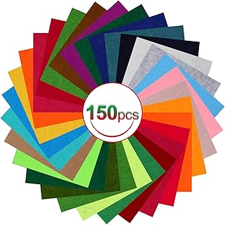 150 Pcs 4 x 4 Inches (10 x 10 cm) Felt Fabric Sheets Craft Stiff Felt Squares Assorted Color Felt Pack Acrylic Stiff Nonwo...