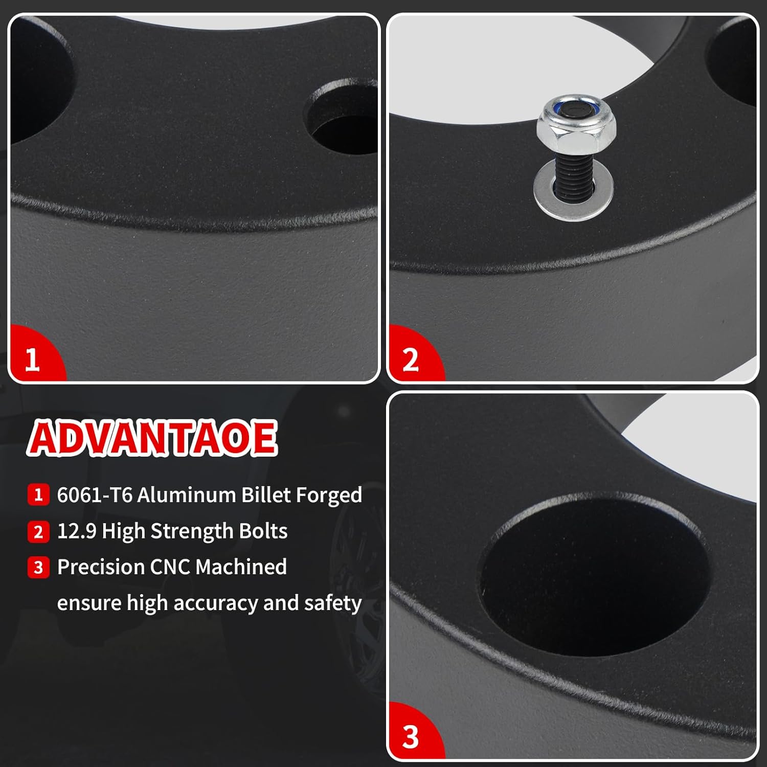 Front Leveling Lift Kit Compatible With Ford F-150 2.5 Inch Suspension Strut Spacer Spacers 2WD/4WD 2004-2023