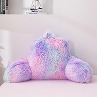 Vista 10 de A Nice Night - Almohada de lectura con forma de cuña de cama, gran respaldo de felpa sintética para adultos y niños, con reposabrazos, soporte