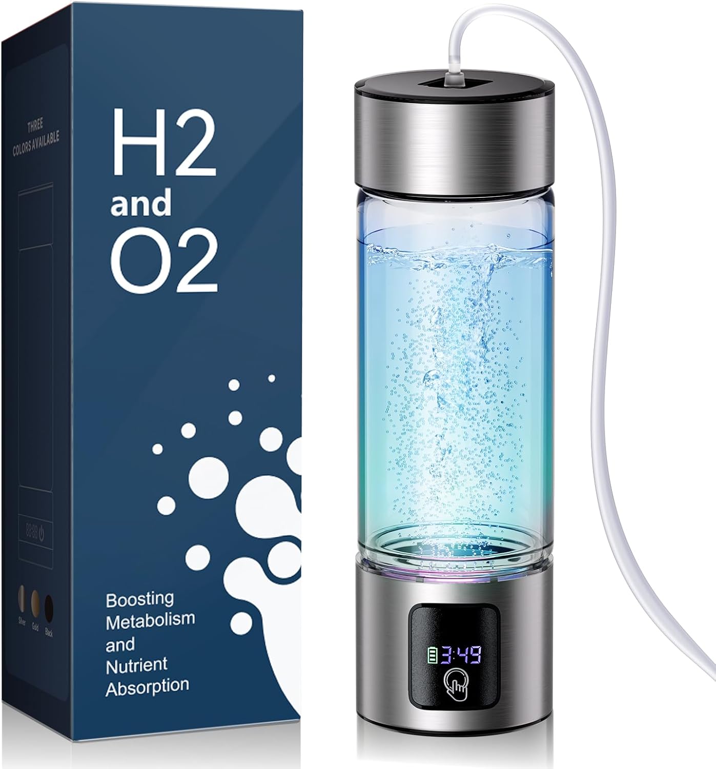 Upgrade 3-in-1 Hydrogen Water Bottle Generator with Display - Industry TOP - 24-Hour Hydrogen Lock | 0 Chlorine & 0 Ozone | 100% Leak-Proof Seal, for Sports and Fitness,with Hydrogen Straw