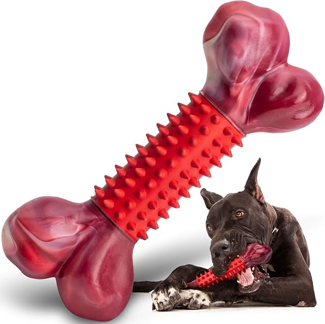 Apasiri Dog Toy Dog Chew Toy Durable for Large Chewers Tough Bone for Extreme Chewers Large Dogs Training Nylon Rubber Almost Indestructible Long Lasting Teething Toys Dog Great Gift for Dogs