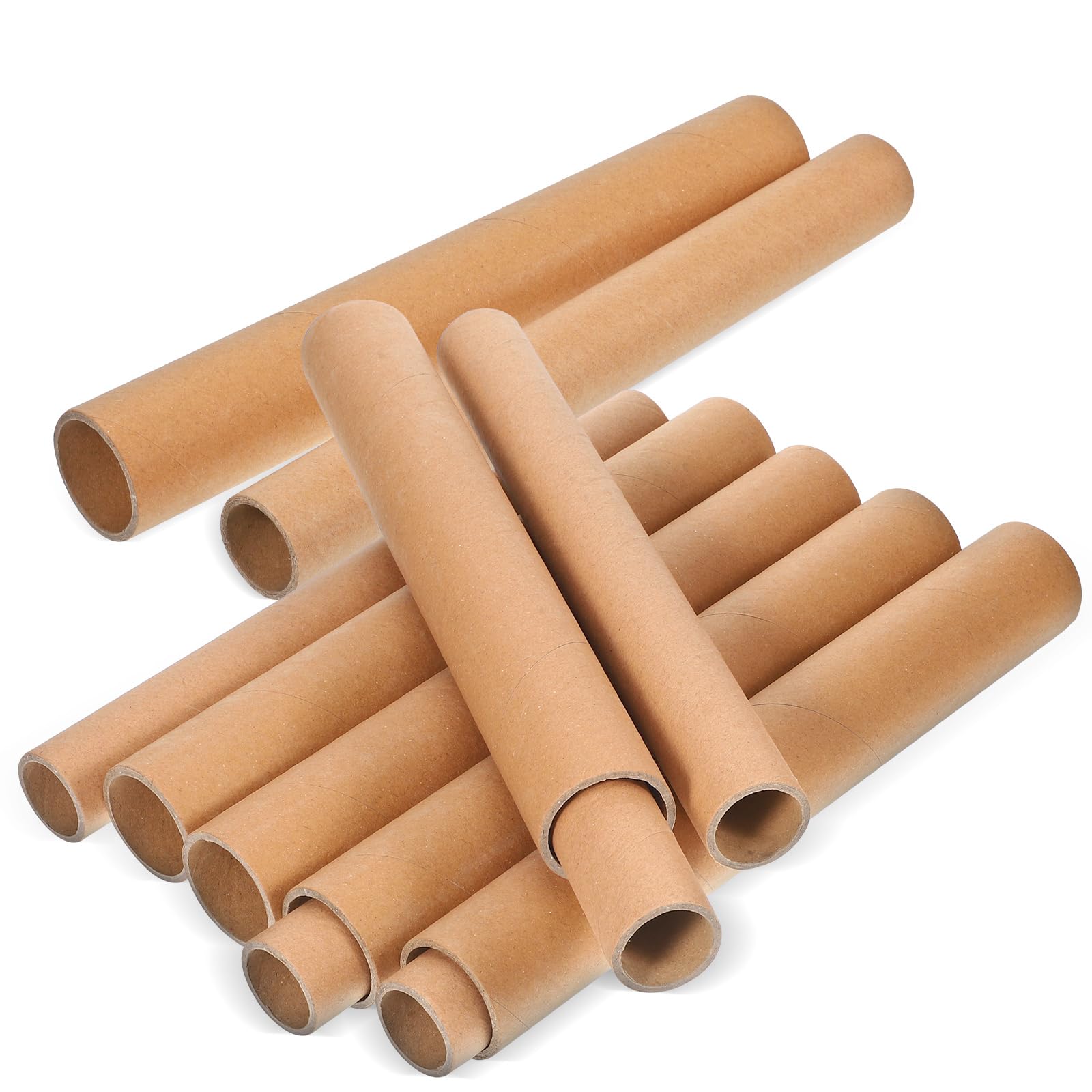 VALICLUD 20 Pièces Tube D'expédition Rond en Papier Kraft Beige, Design Empilable et Gain de Place pour Besoins D'emballage et Organisation Bureau