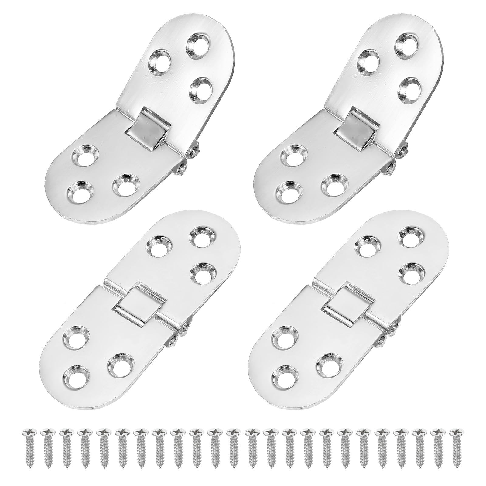 MECCANIXITY Folding Table Flip Hinge 3" x 1", 180 Degree Butler Tray Hinges Heavy Duty Flap Round Edge Hinge with M4 Screw for Sewing Machine Cabinet