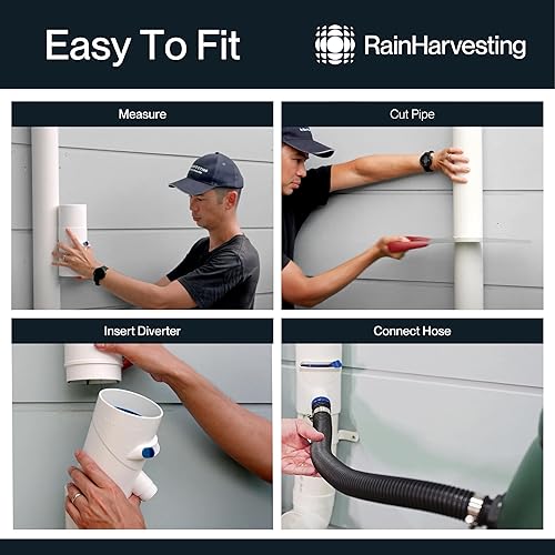 Miniatura 4 de Desviador de bajante de tubería, desviador redondo con filtro para sistema de captura de agua de lluvia, se adapta a tubos de drenaje redondos de 3