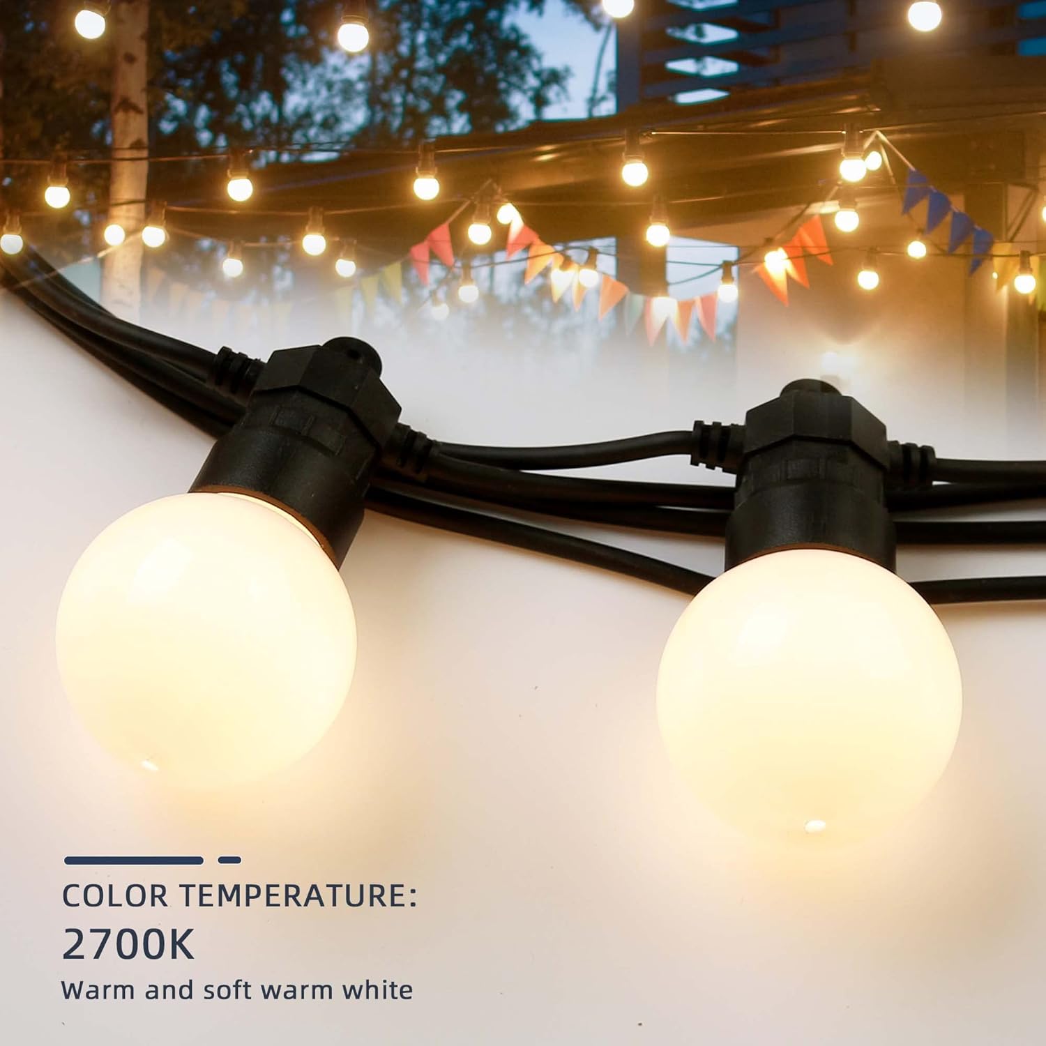 PURPLE LEAF Solar Lights Outdoor Led Shatterproof 48 Ft 24 Bulbs with Commercial 8 Lighting Modes Decorative for Garden Porch Pergola Gazebo with Waterproof Solar Powered Christmas Light