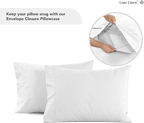 Miniatura 8 de LANE LINEN - Juego de sábanas King de fibras extralargas 100% algodón, sábanas prelavadas en tejido percal crujiente, naturalmente frescas y suaves