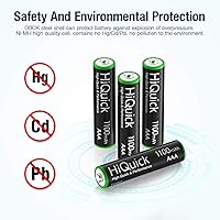 Vista 4 de HiQuick 16 baterías recargables AAA 1100mAh alto rendimiento 1.2V, batería AAA Ni-MH cargada