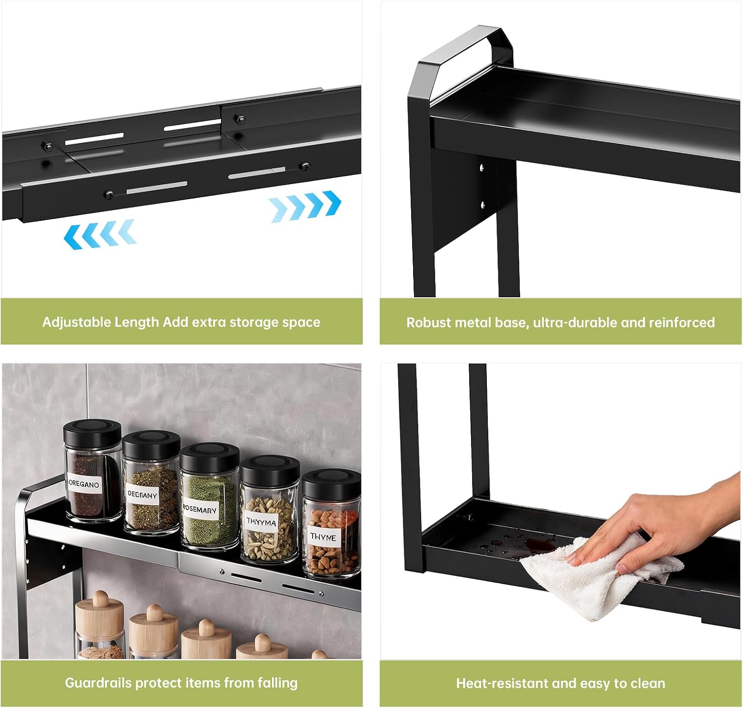 Over The Stove Spice Rack (Black, 2 Tier)