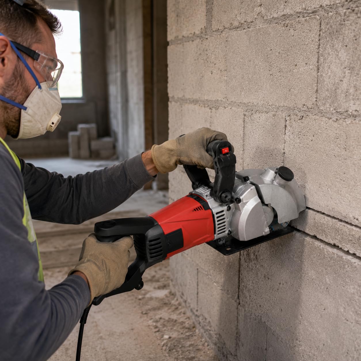 Ranuradora de pared de hormigón, 2800 W, láser, bomba de agua, 5 cuchillas diamantadas, 125 mm
