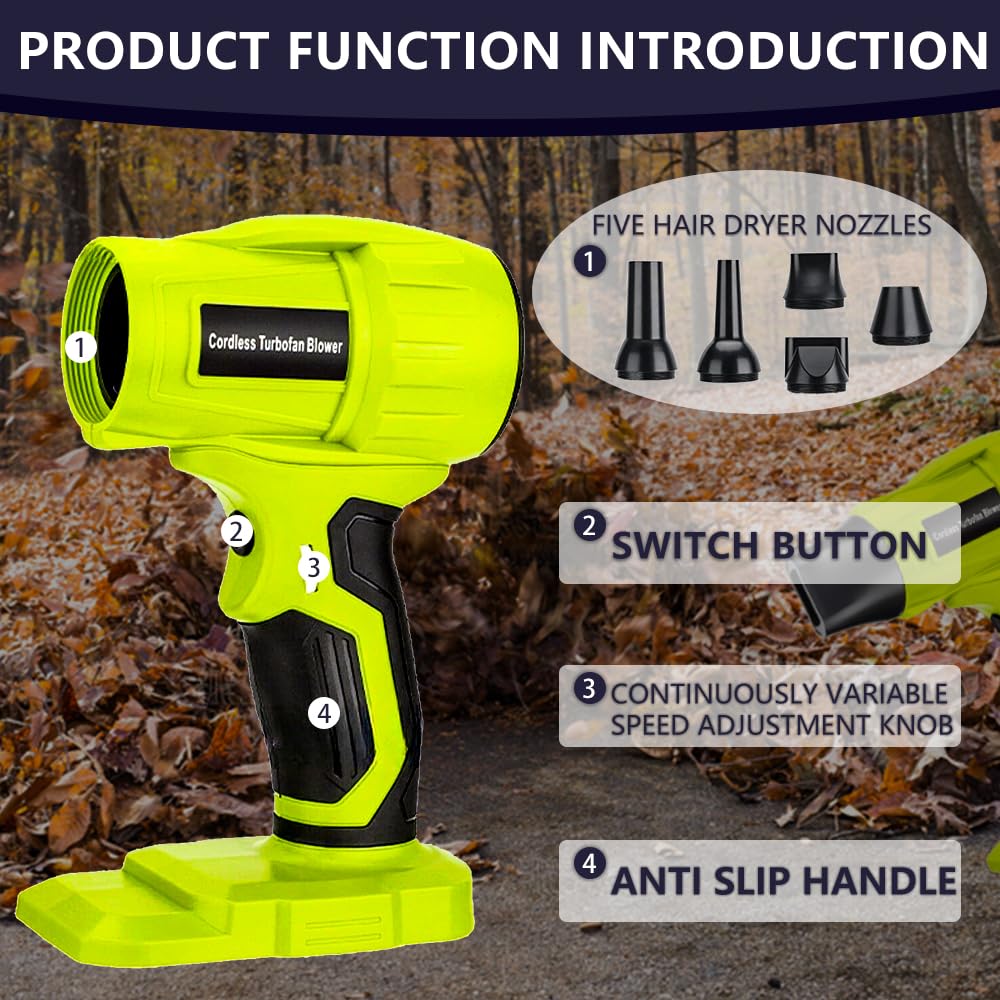 JANRI Ryobi Mini dépoussiéreur sans fil avec piles au lithium 18 V, moteur haute vitesse 96 000 tr/min, compact et léger pour appareils électroniques, claviers, voitures, outils et nettoyage de la