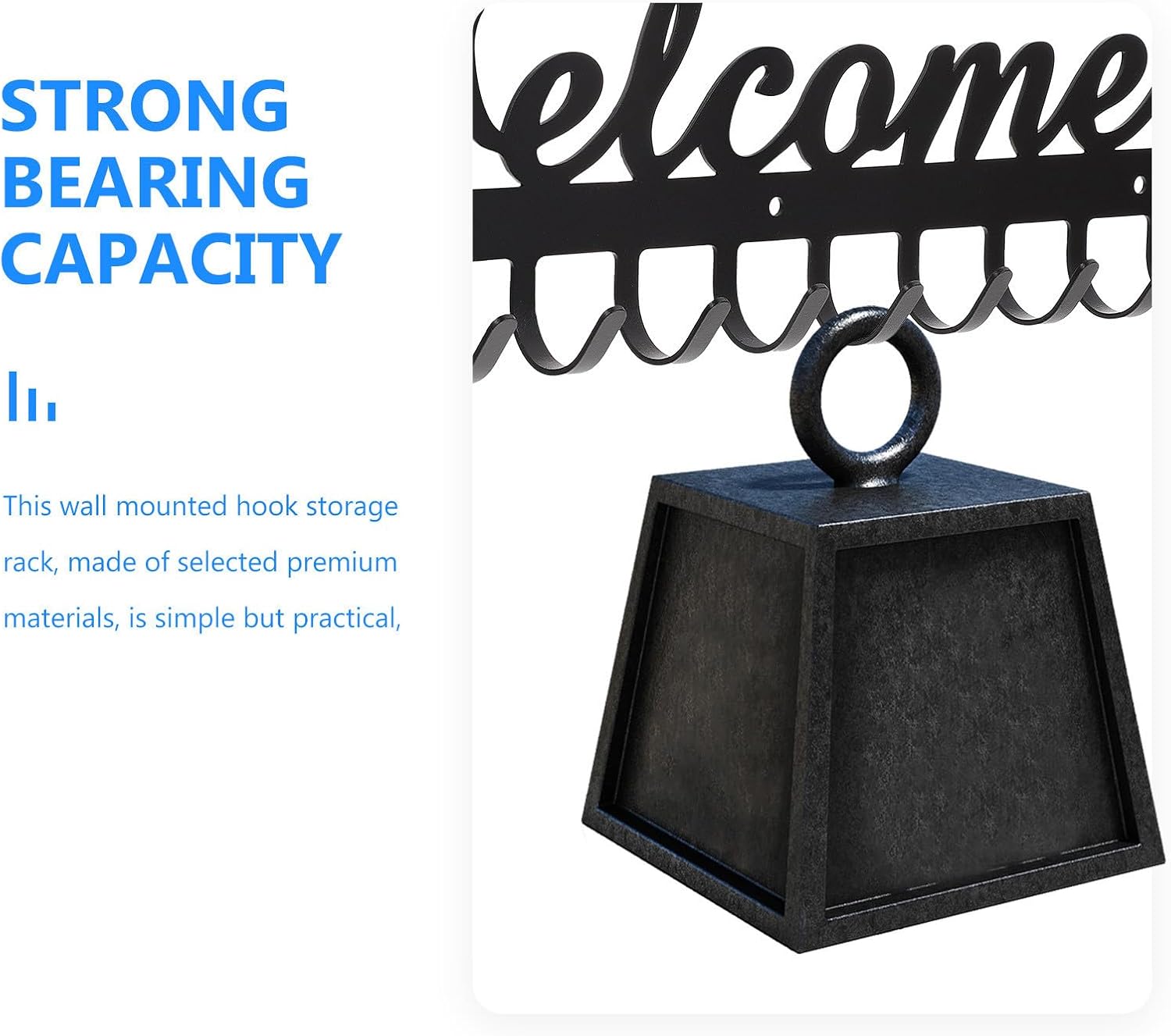 Wrought Iron Wall Hook Rack with 5 Hooks Decorative Key Holder and Coat Hanger for Hat Storage and Towel Organizing in Entryway and Home