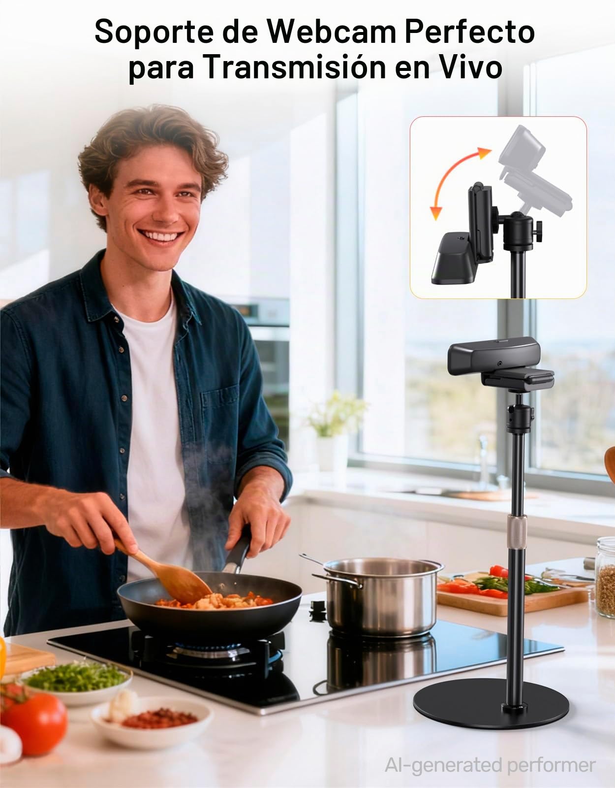 Soporte de trípode para cámara Web para Escritorio de Altura Ajustable y Giratorio de 360° Compatible con Logitech Webcam C922 C930e C920S C920 C615 C960 y BRIO y Otros Dispositivos con Rosca de 1/4