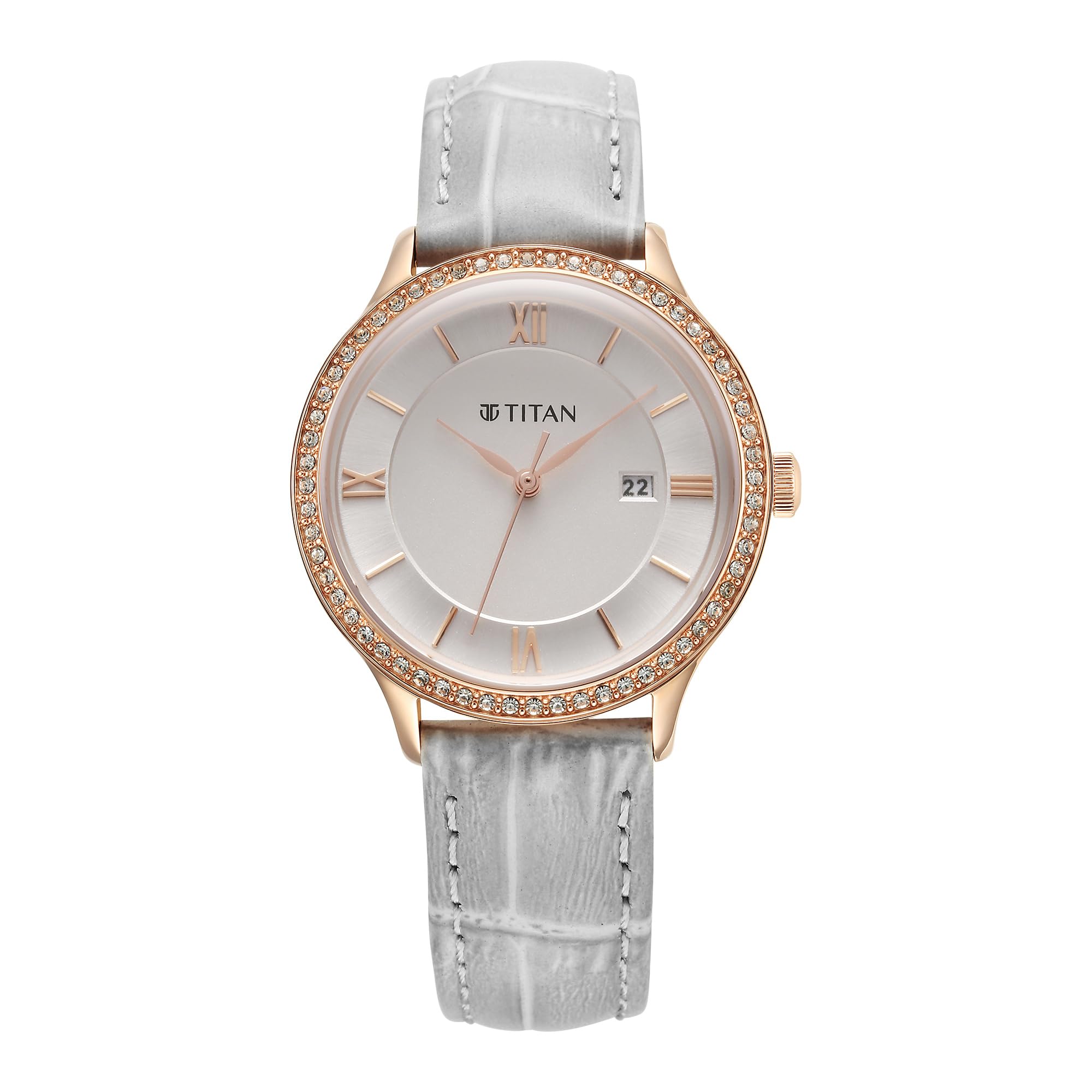 Titan Bright Leathers Quartz Analog with Date Silver Dial Leather Strap for Women-NS95247WL03 (B0CCS4XNN1) Amazon Price History, Amazon Price Tracker