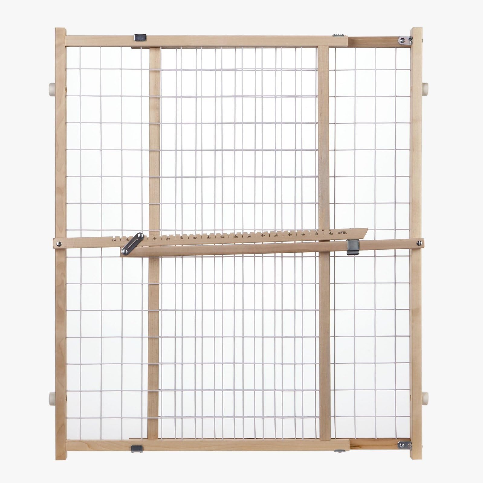 50" Wide Extra Wide Wire Mesh Baby Gate: Installs in Extra Wide Opening in Seconds Without damaging Wall. Pressure Mount. Fits 29.5"-50" Wide (32" Tall, Sustainable Hardwood)