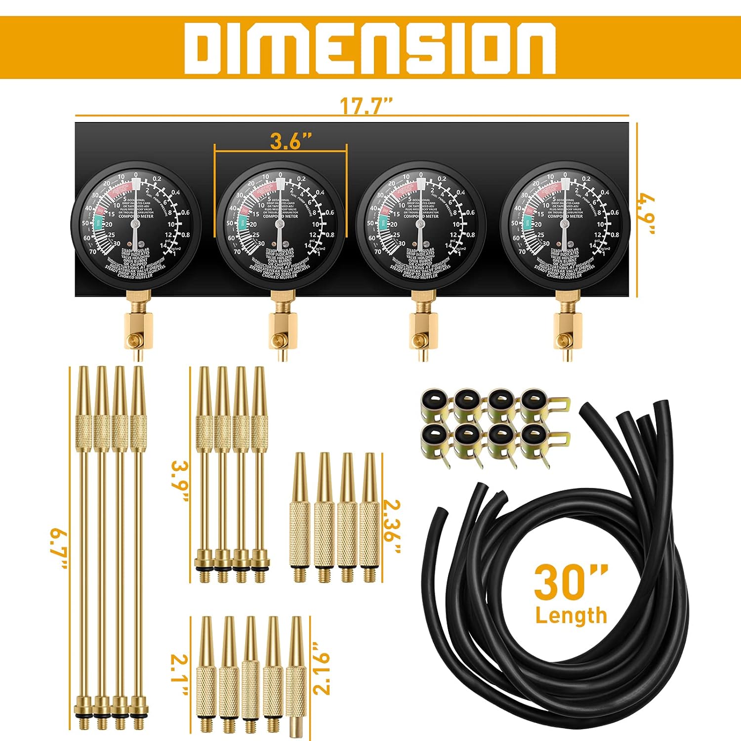 Motorcycle Vacuum Carburetor Synchronizer Tool Kit Compatible with Honda Yamaha Kawasaki Suzuki GS KZ XS, Fuel Vacuum Carburetor Synchronization Carb Sync Gauge
