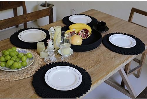 Miniatura 6 de AHHFSMEI Juego de 6 manteles individuales redondos tejidos de cuerda de algodón natural, resistentes al calor, manteles individuales de ratán