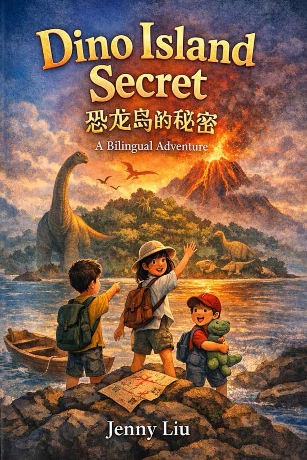 Dino Island Secret 恐龙岛的秘密: A Bilingual Dinosaur Adventure About Volcanoes, Courage, and Scientific Thinking (THE DINO ISLAND ADVENTURES 恐龙岛大冒险)