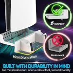 Fosmon PS5 Wall Mount Kit with Charging Station, Solid Metal Shelf and Anchors, Detachable Dual Controller Charger Stand with RGB Light for PlayStation 5, PS5 Disc & Digital Console (Slim & Pro) White