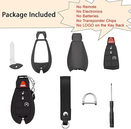 Miniatura 2 de EKALA 2 piezas para llavero Dodge GQ4-53T de repuesto con funda de silicona para llavero compatible con Dodge Ram 1500 2500 3500 4 botones de