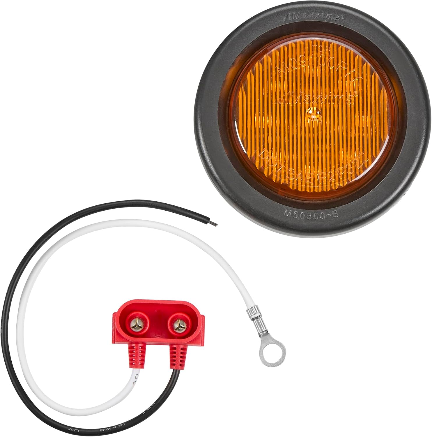 Maxxima M09100Y-KIT 2" Round P2/P3 Clearance Marker Amber Kit with Grommet & Pigtail Plug