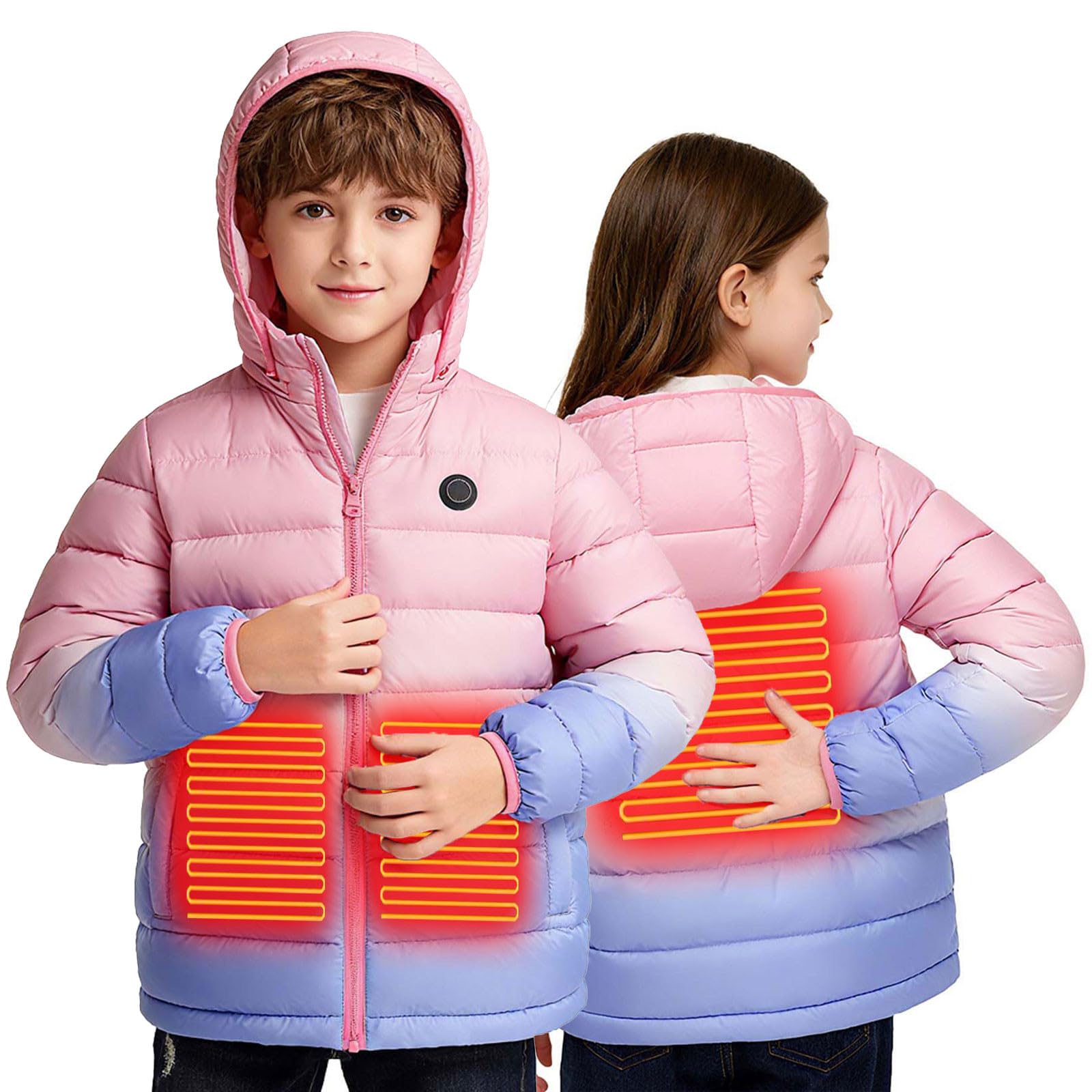 Giacca Riscaldato per Bambino Cappotto Riscaldata Elettrica USB Giubbotto