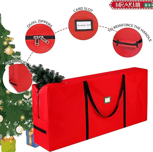 Miniatura 5 de Bolsa de almacenamiento para árbol de Navidad, impermeable, árboles artificiales desmontados de 9 pies, decoraciones extra grandes, bolsas de mano