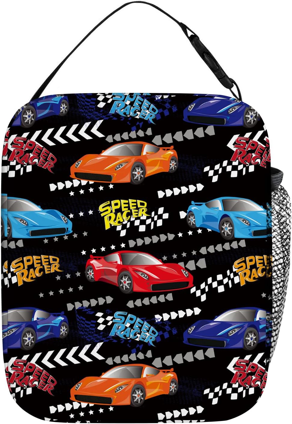 Kids Race Car Lunch Box, Funny Colorful Sports Car Speed Racer Lunch Bag for Boys Kids Men, Boys Cars Lunchbox, Black Portable Insulated Leakproof Cooler Lunch Tote Handbags for School - Image 2