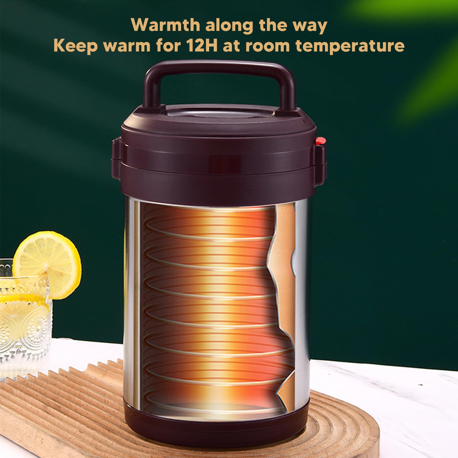 Contenitore Portapranzo Termos Alimenti 2L In Acciaio Inossidabile - 3 Strati, Portatile, Per Ufficio E Viaggio Contenitore Termico 2l