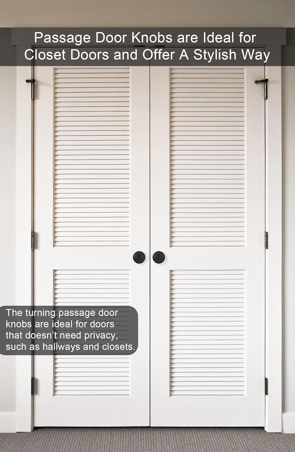 goldenwarm 7 Pack Black Passage Door Knobs, Closet Door Knobs, Matte Black Passage Door Knobs for Hallway, Closet