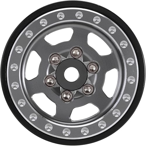 Miniatura 4 de INJORA 1.0 Plus Beadlock - Llantas de aluminio para 124 118 RC Crawler SCX24 TRX4M FCX24 (gris)