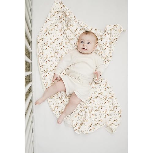 Miniatura 3 de Konssy Mantas de bebé unisex para niños y niñas, mantas súper suaves con parte delantera de muselina de algodón y respaldo de forro polar punteado,