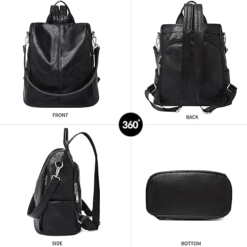 Miniatura 5 de FOXLOVER Mochila para mujer, bolso convertible para viajes, a la moda, para la universidad, antirrobo, bolsa tipo mochila, Negro