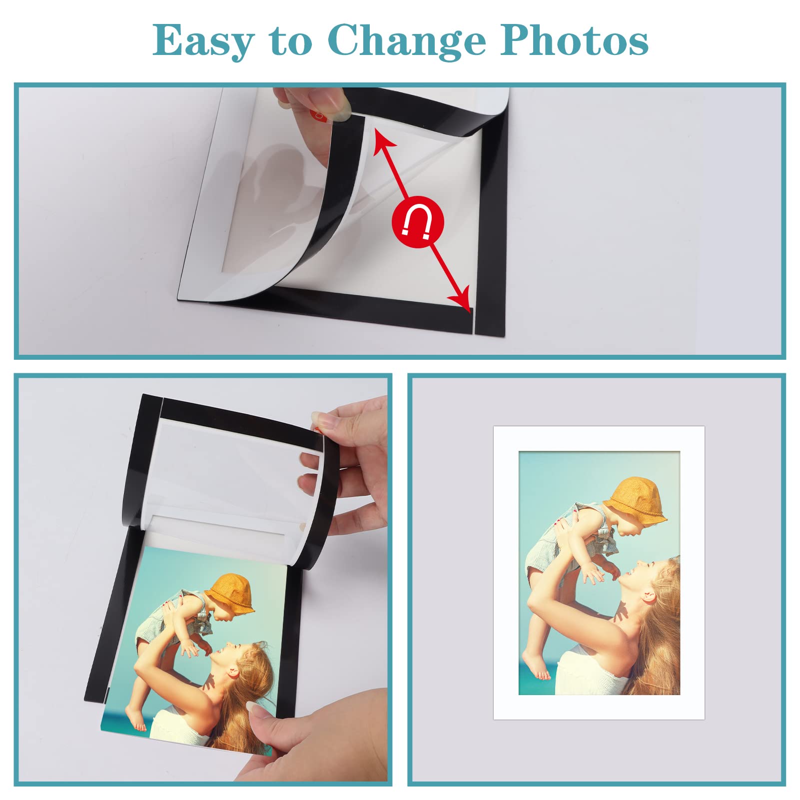 Cornici Magnetiche Bianche 10x15cm - Set Da 12 Per Frigorifero E Superfici Metalliche - Foto 6