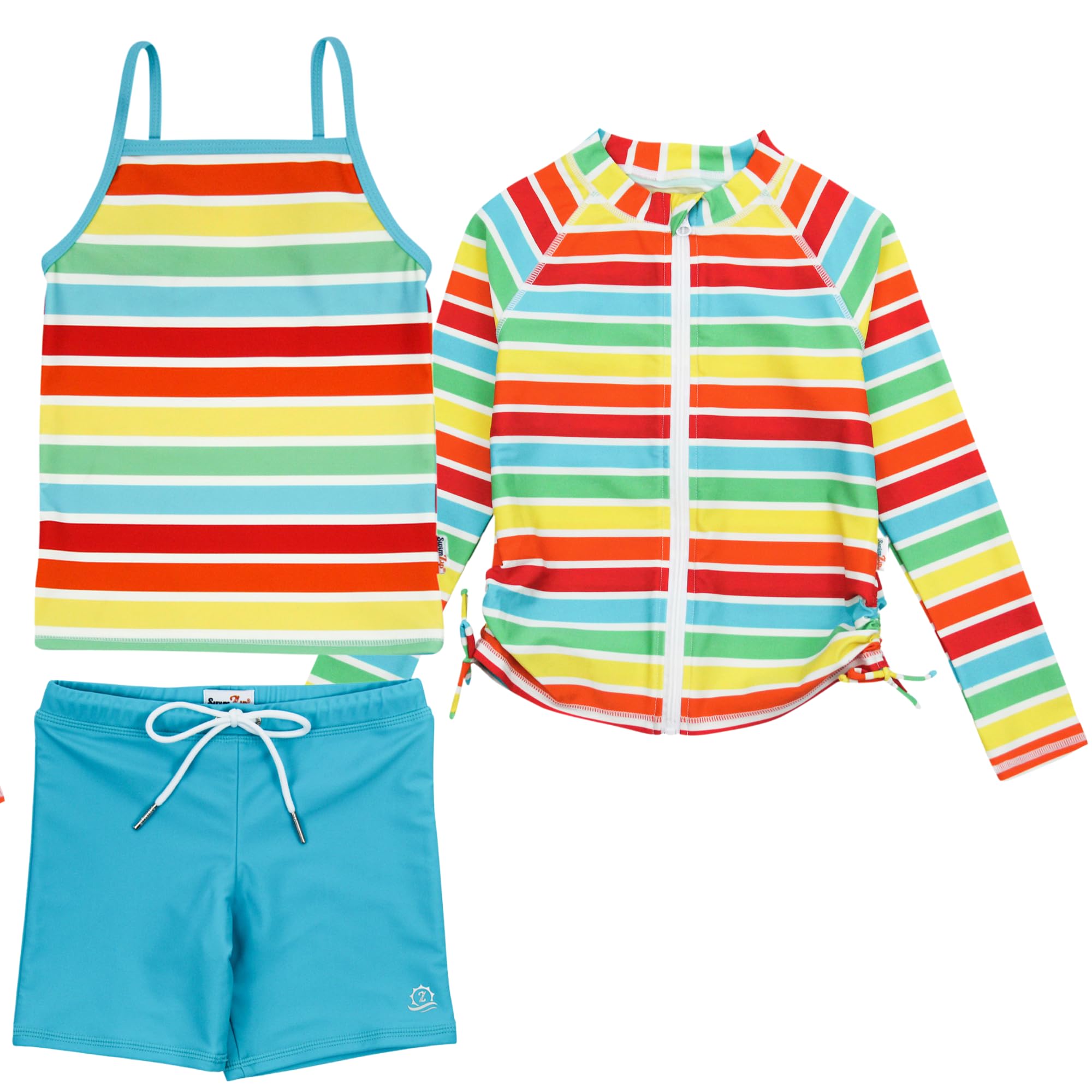 SwimZip Girls' 3-Piece Rash Guard Swimsuit Long Sleeve UPF 50+ Bathing Suit