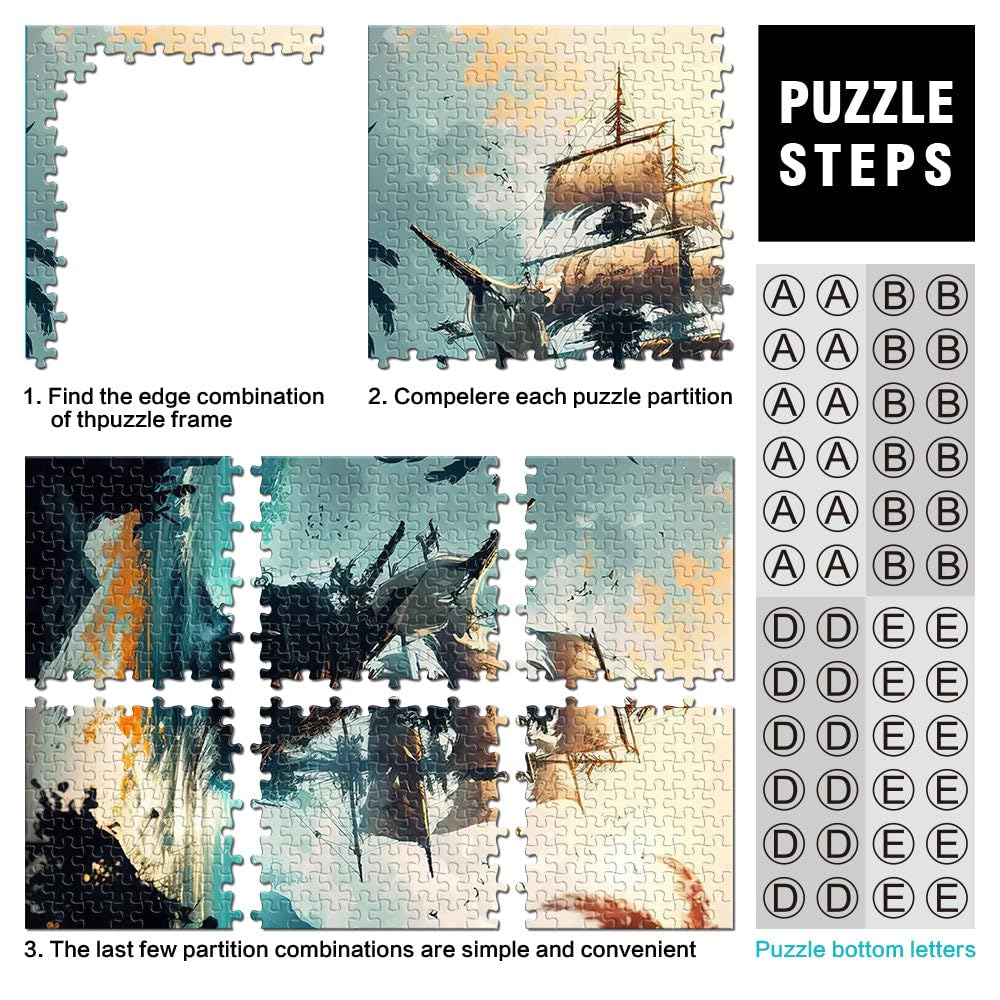 Puzzle 2000 pezzi per adolescenti paesaggio di nave pirata Giocattolo educativo antistress è ideale come regalo per tutta la famiglia 70x100cm