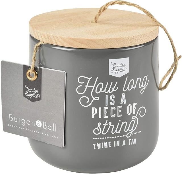 Burgon & Ball Enamel and Wood Jute Twine Dispenser, 120 Meters Length, Charcoal