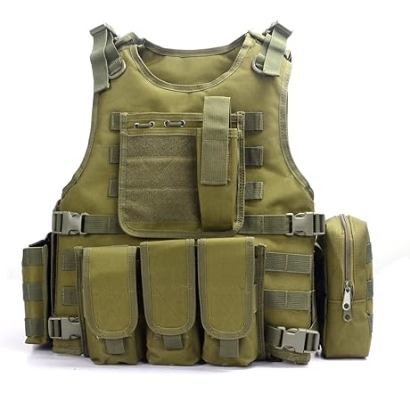 YAKEDA Outdoor Tactical Airsoft Green Plate Carrier Adjustable Fit Adult