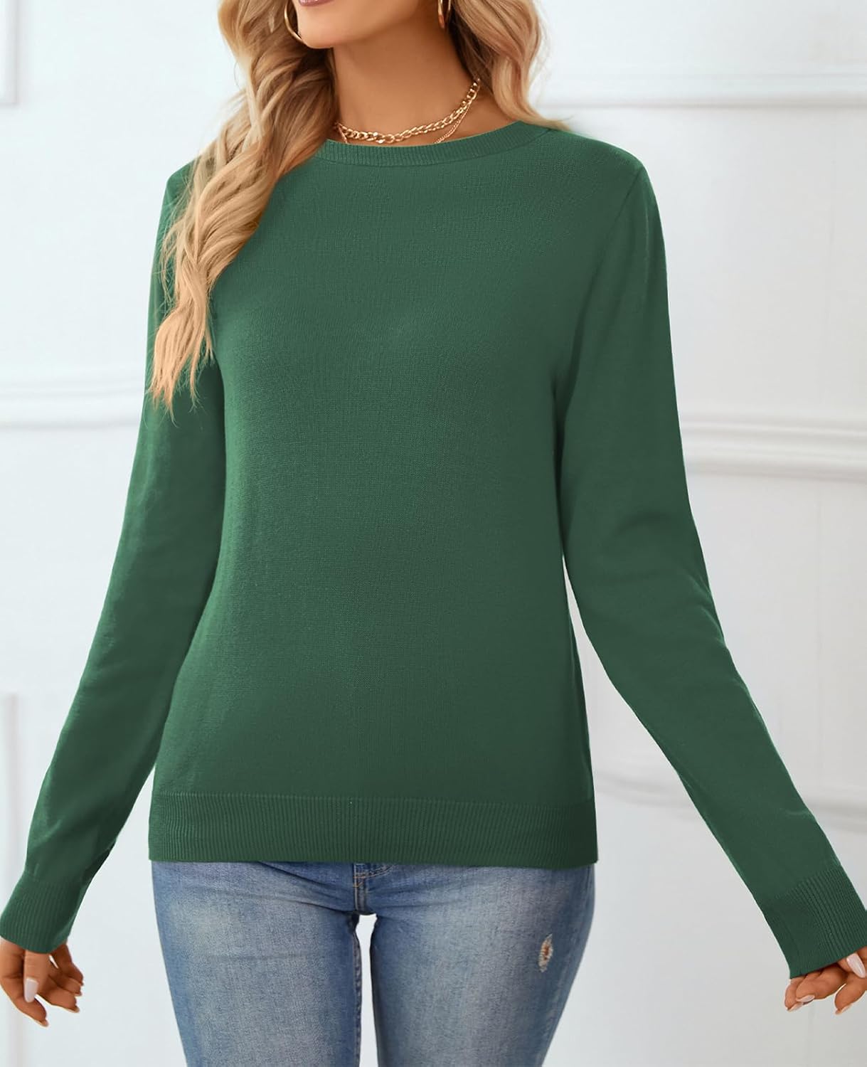 QUALFORT Women's Sweater 100% Cotton Long Sleeve Pullover Sweater Soft Lightweight Knit Tops 2026 - Image 7